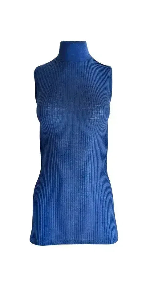 EGI Exclusive Collections Merino Wool Blend Mock Neck Sleeveless Top. - Femstylo