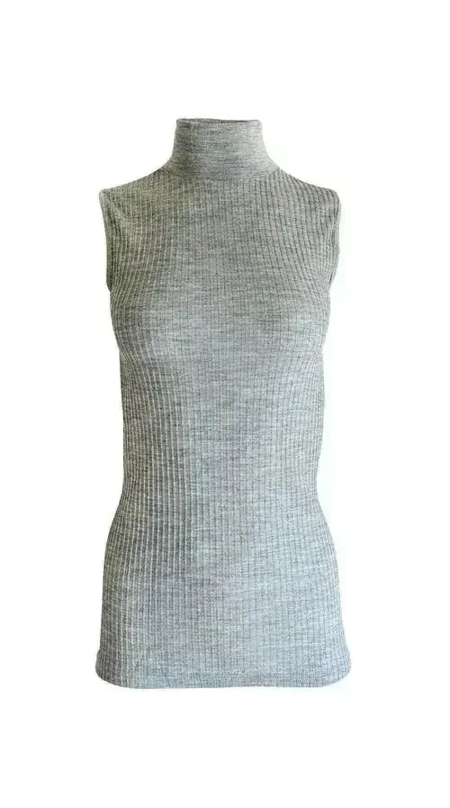 EGI Exclusive Collections Merino Wool Blend Mock Neck Sleeveless Top. - Femstylo