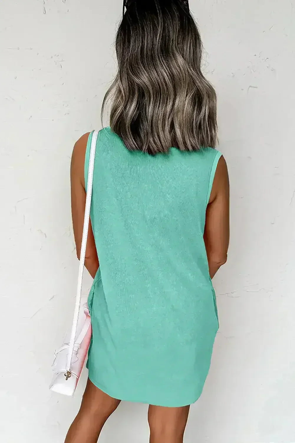 Beau Blue Mineral Wash Pocket Tank Mini Dress - Femstylo