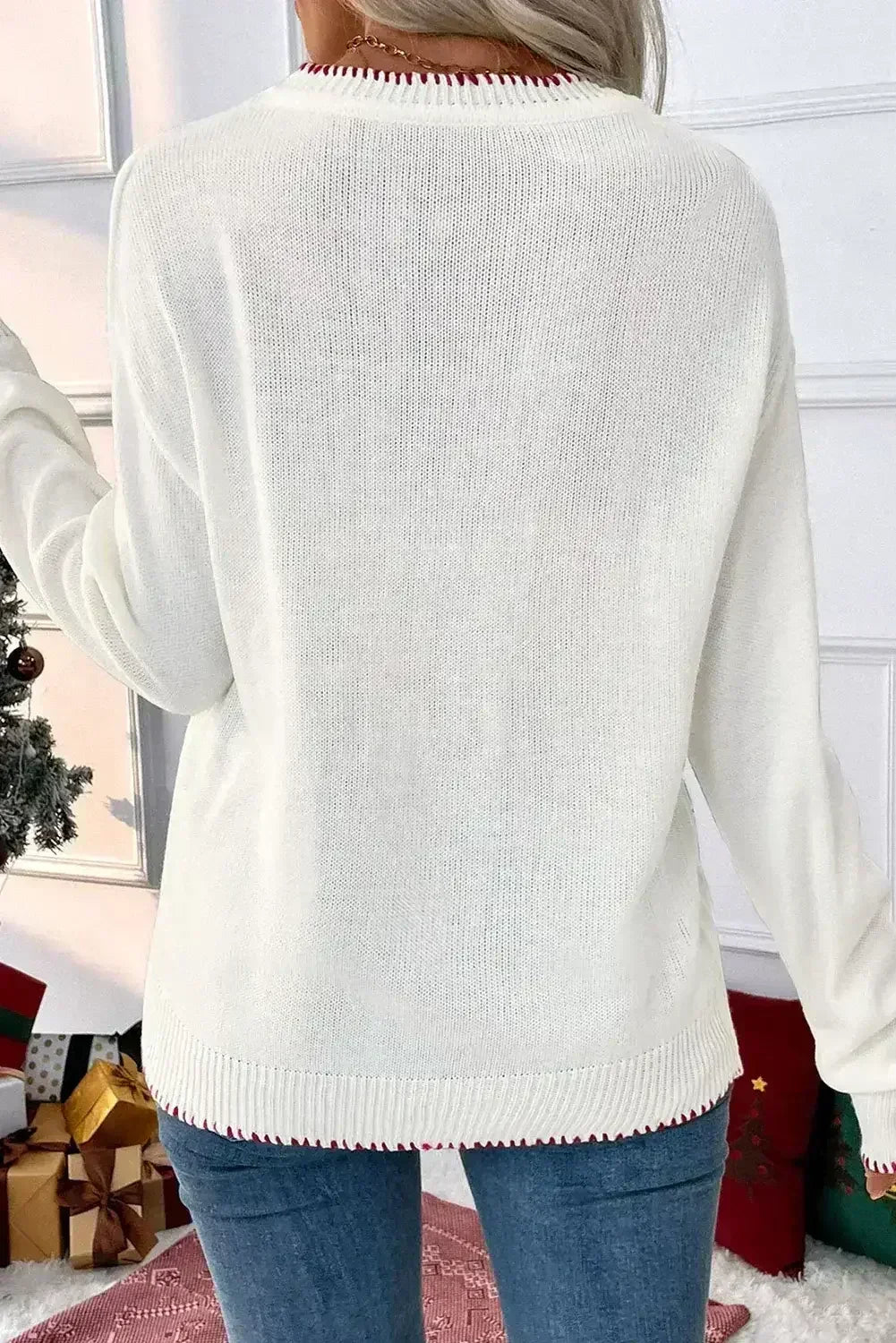 Pink Sweet Bow Drop Sleeve Round Neck Sweater - Femstylo