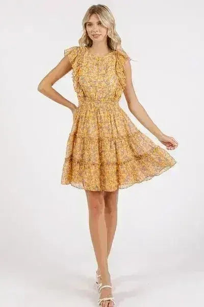 Mittoshop Ditsy Floral Print Ruffle Chiffon Mini Dress - Femstylo