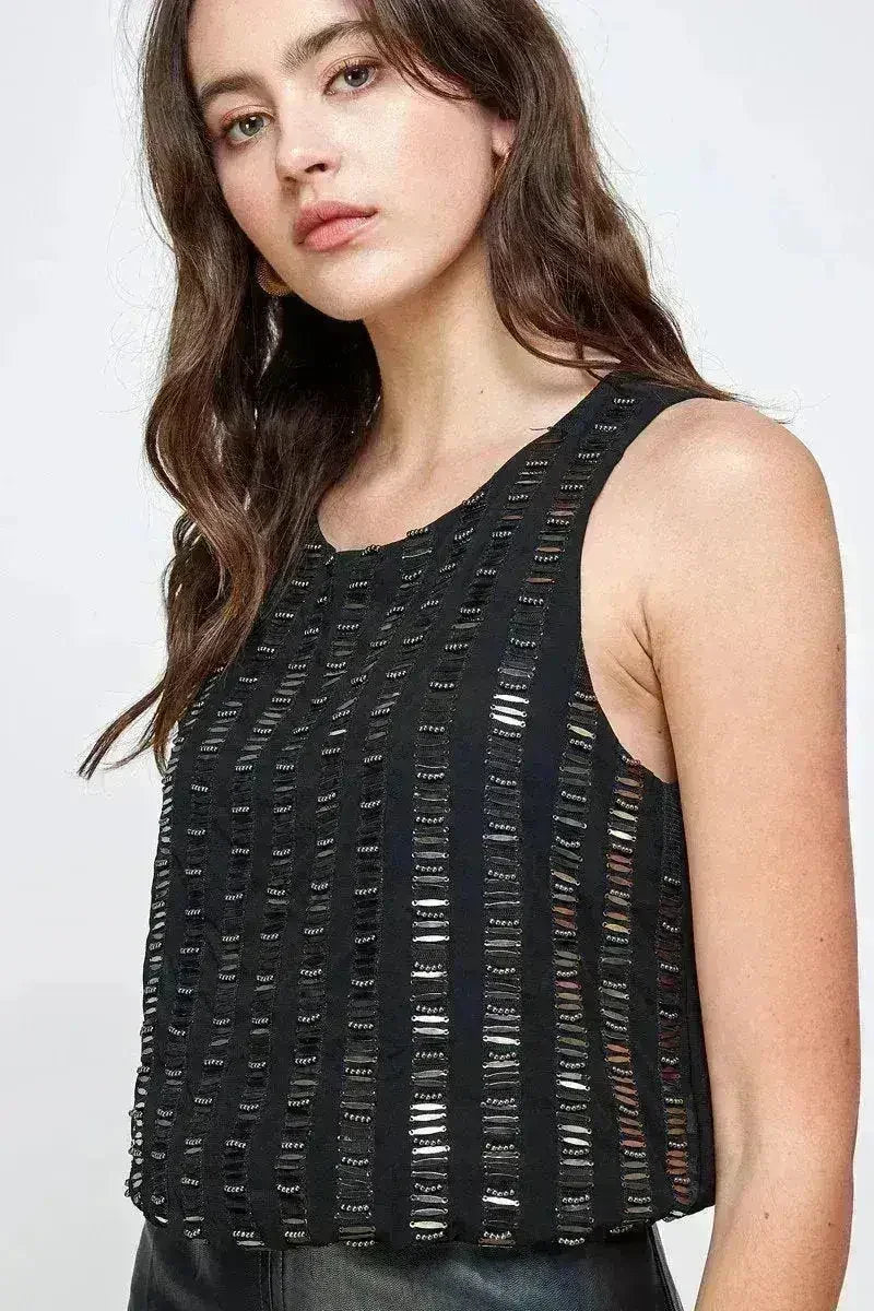 Sleeveless Textured Shift Dress – Modern Glamour - Femstylo