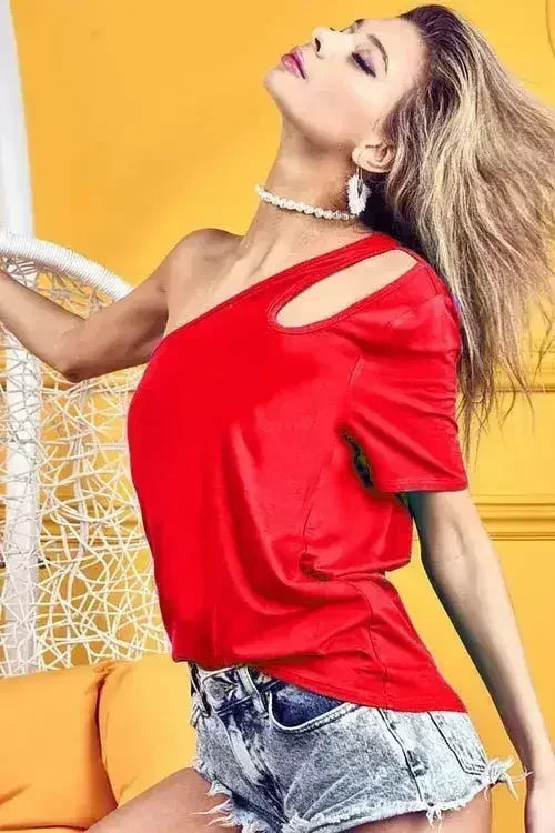 BiBi Cut Out Detailed One Shoulder Top - Femstylo