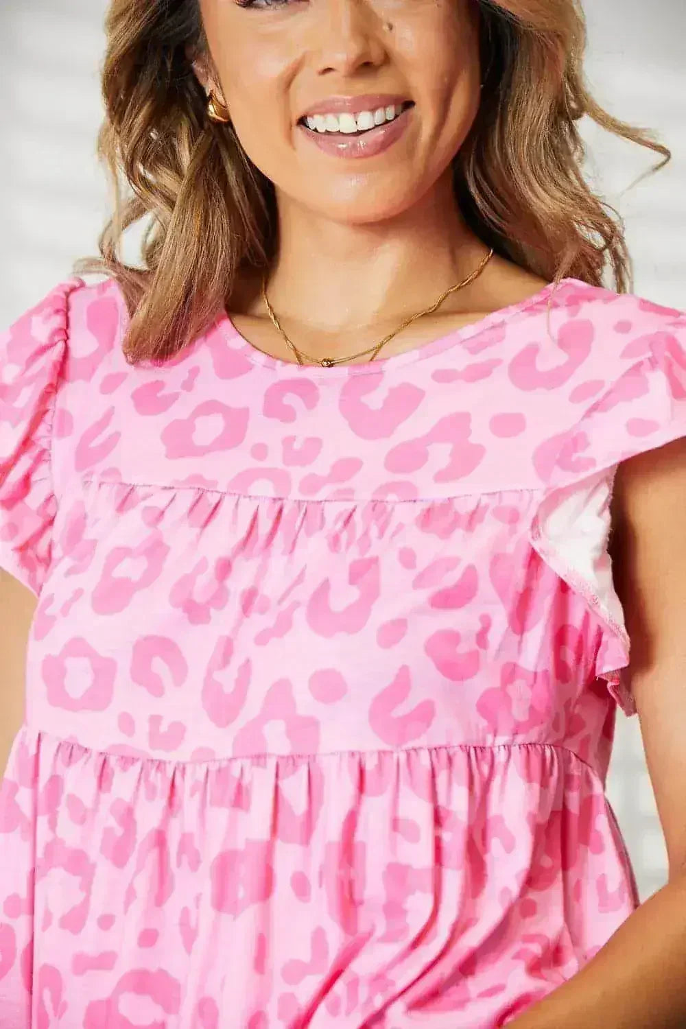 Leopard Tiered Blouse - Long Sleeve Flowy Top | Femstylo - Femstylo