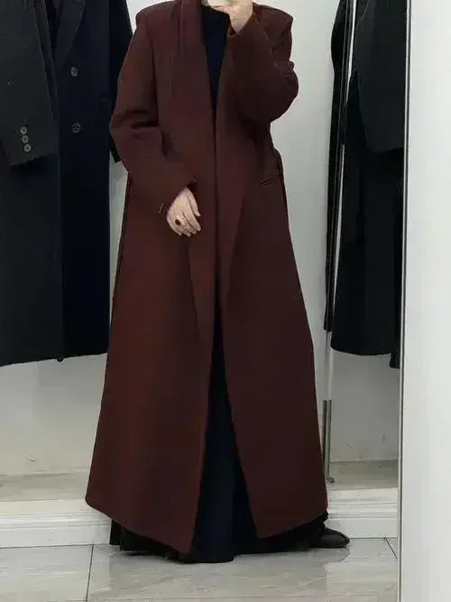Angora Red Women's Loose Double-Sided Wool Overcoat – Elegant & Cozy - Femstylo