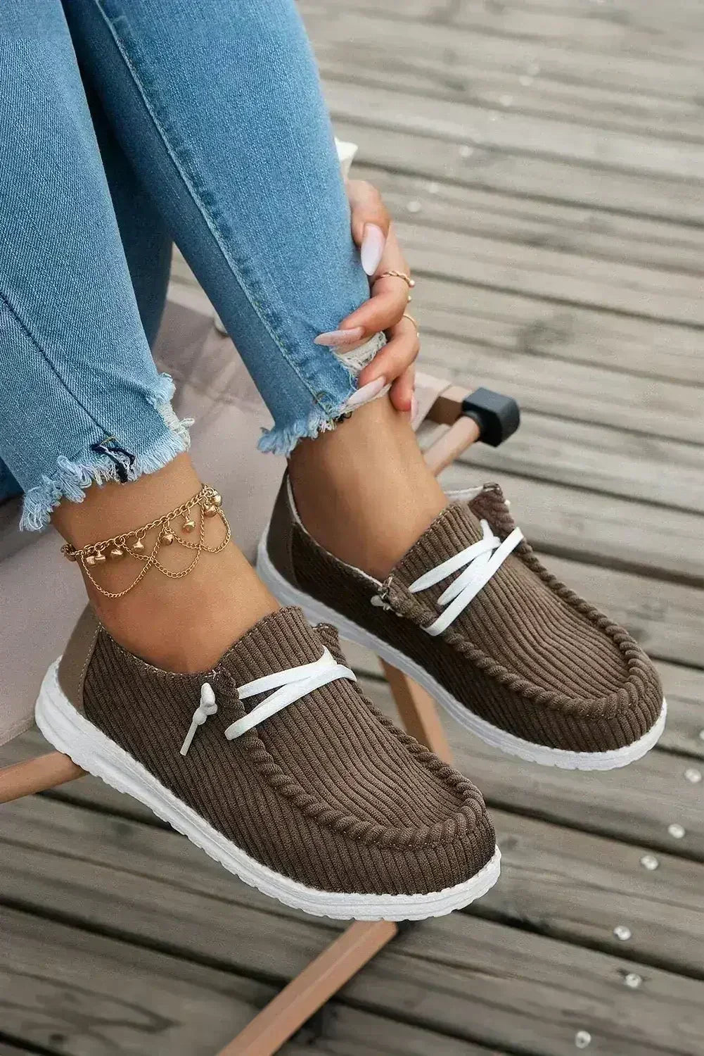 White Lace Up Casual Shoes - Femstylo