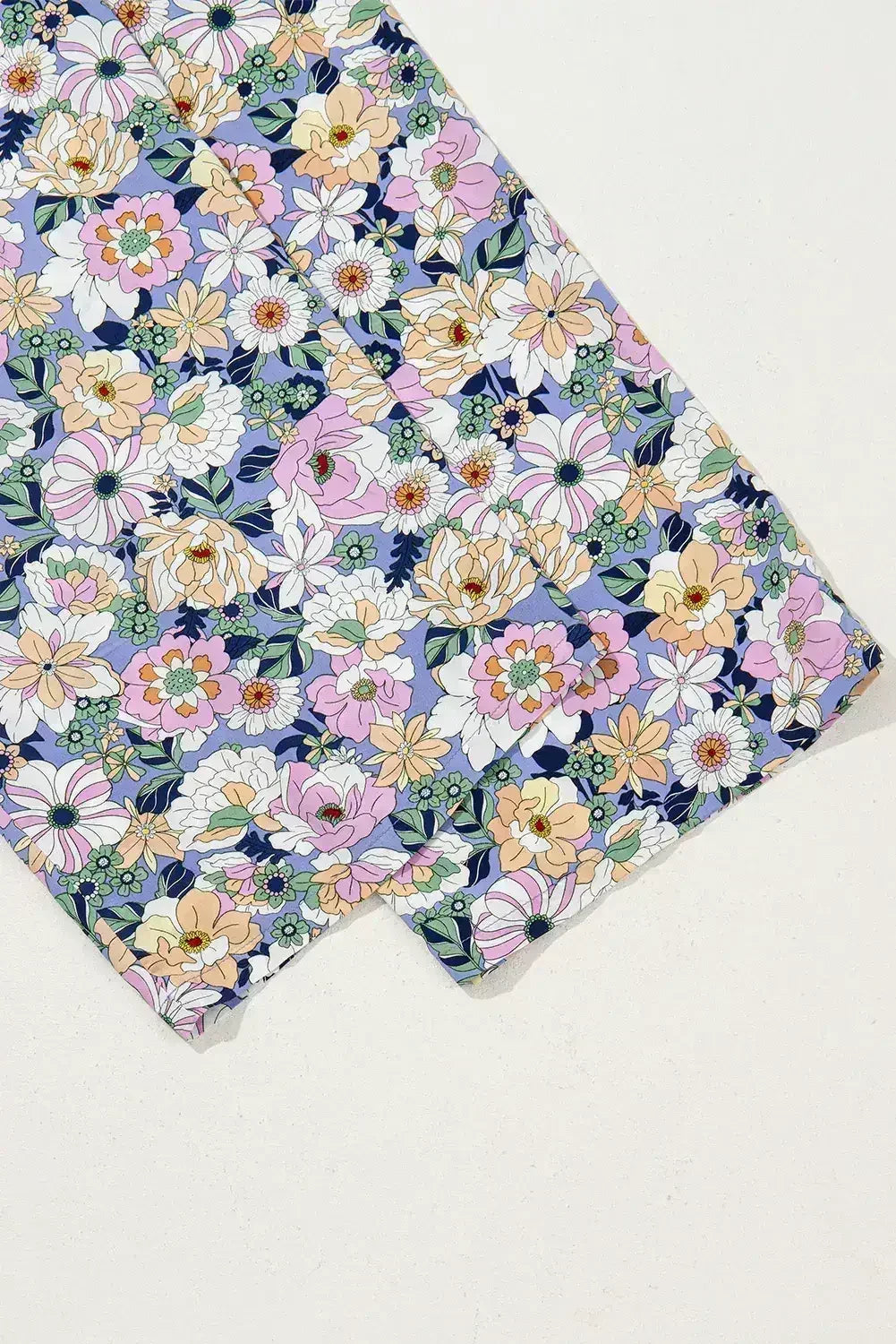Purple Floral Square Neckline Stretch High Waist Jumpsuit - Femstylo