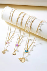 Gold Shell Starfish Pearl Double Layer Necklace – Femstylo
