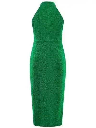 Slit Ruched Mock Neck Sleeveless Dress - Femstylo