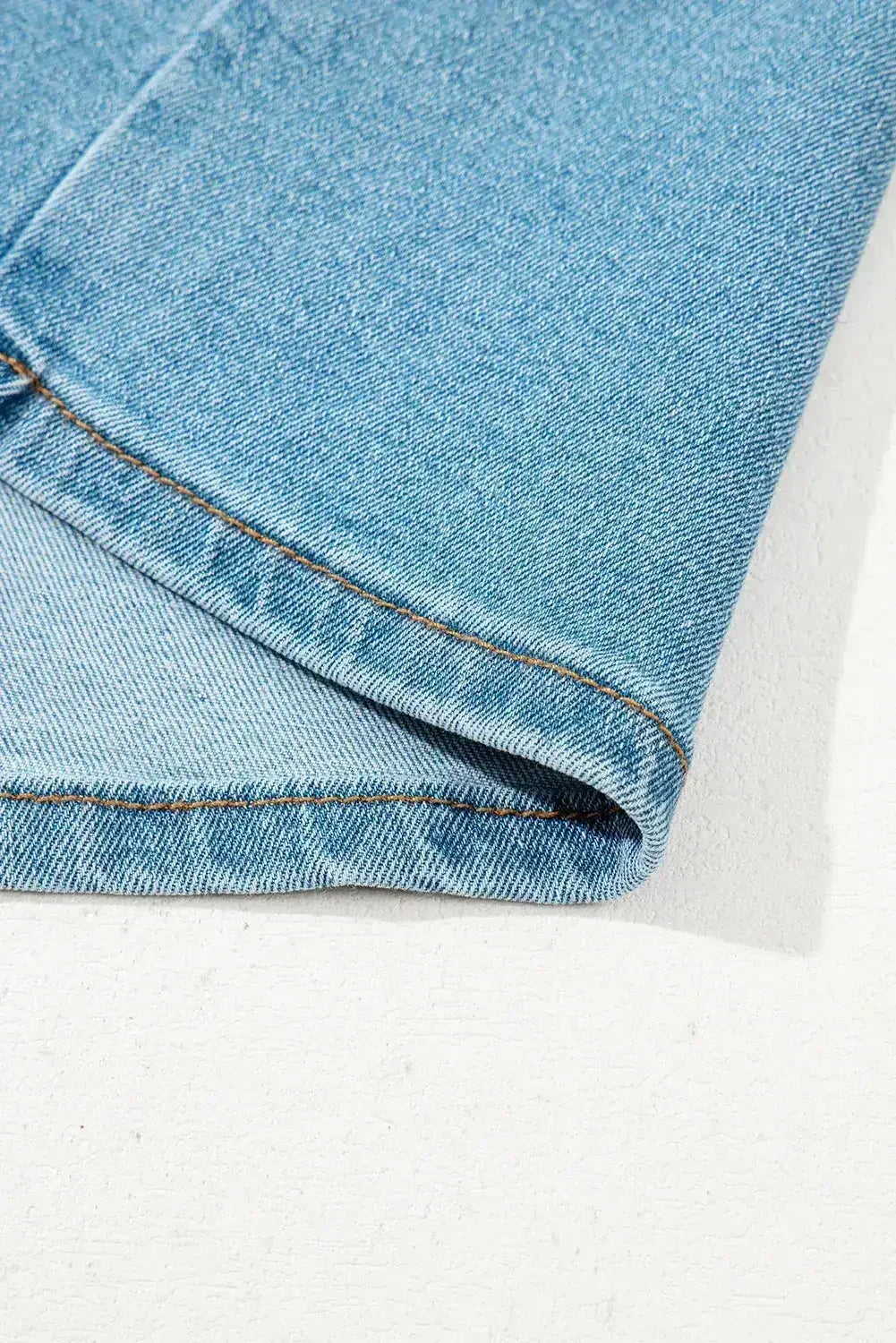 Dusk Blue Acid Washed Bowknot Details High Waist Denim Skirt - Femstylo