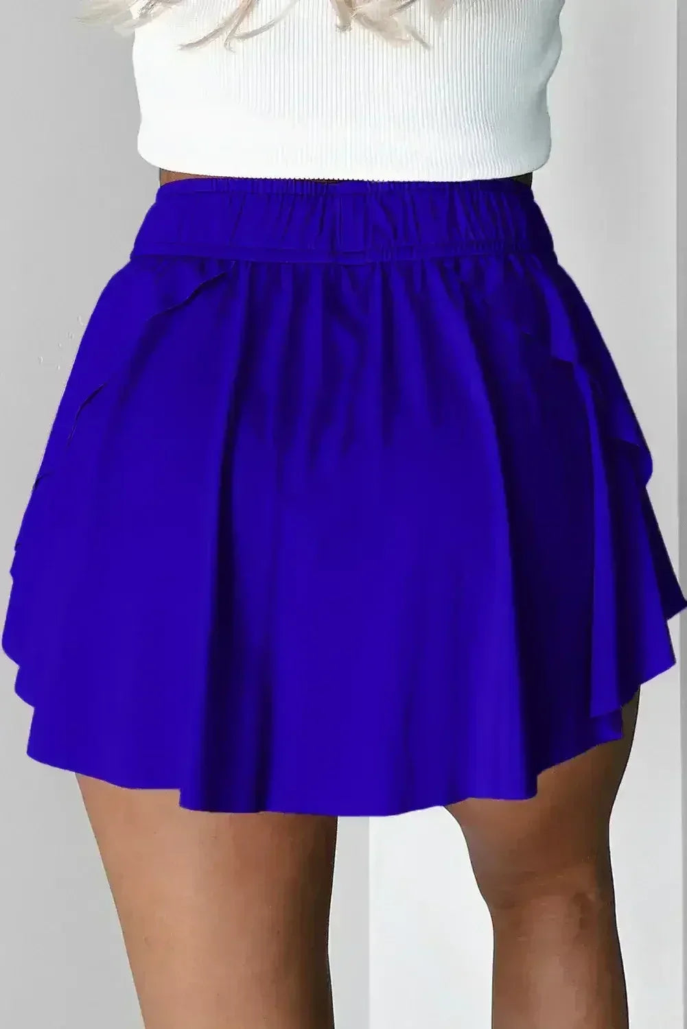 Light Green Drawstring High Waist Lined Tennis Skort - Femstylo