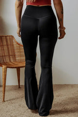 Dark Grey V Shape High Waist Flared Leggings Femstylo