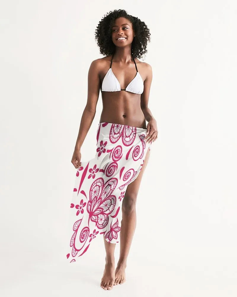 Sheer Lace Red Style Swimsuit Cover Up