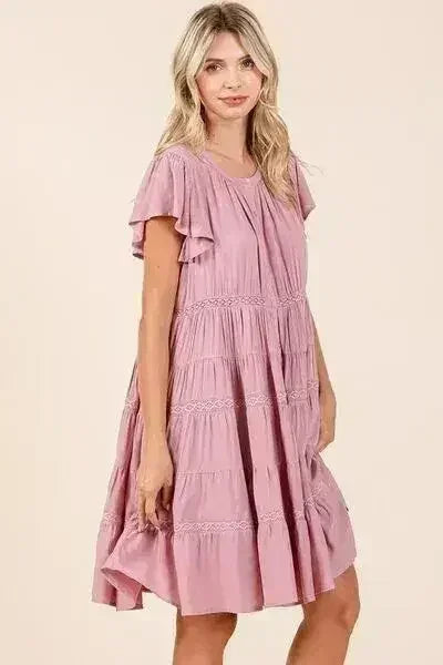 Mittoshop Lace Detail Ruffled Button Down Tiered Dress - Femstylo