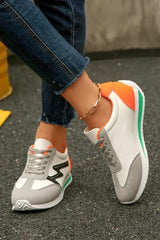 White Colorblock Sneakers - PU Leather Lace-Ups - Wholesale Trend Shoe