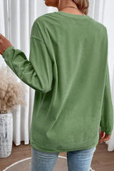 Grass Green LUCKY Clover Drop Shoulder Ribbed St Patrick Sweatshirt - Femstylo