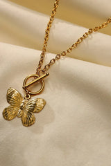 Gold Butterfly Pendant Chain Necklace - Femstylo