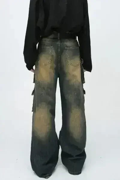 High Waist Jeans with Cargo Pockets - Femstylo