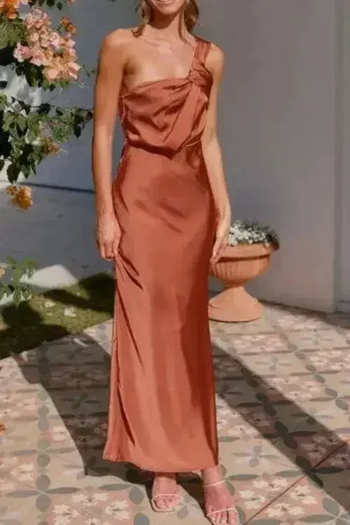 One Shoulder Sleeveless Maxi Dress - Femstylo