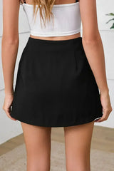 Black Rhinestone Bow High Waist Mini Skirt - Femstylo