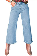 Myosotis Acid Washed High Rise Cropped Jeans - Femstylo