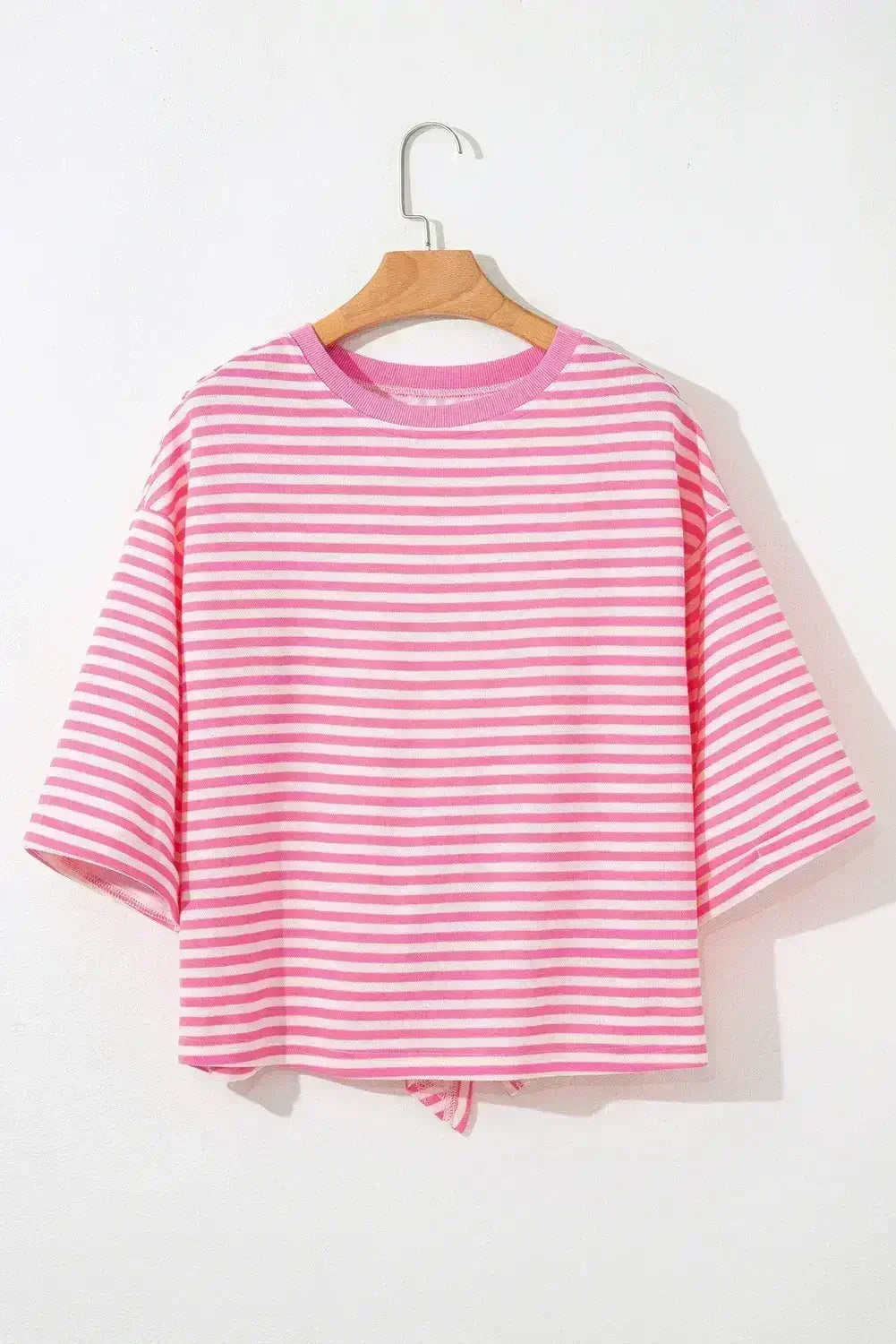 Black Stripe Bowknot Backless T-Shirt - Femstylo