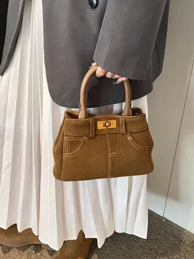 Suede Adjustable Strap Double-Use Handbag - Femstylo