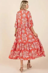 Mittoshop Abstract Leaf Print Tiered Ruffle Dress - Femstylo