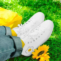 Jacki Easlick Lux Egg Classic High-Top Canvas Sneakers - White/Black - Femstylo