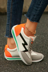 White Colorblock Sneakers - PU Leather Lace-Ups - Wholesale Trend Shoe