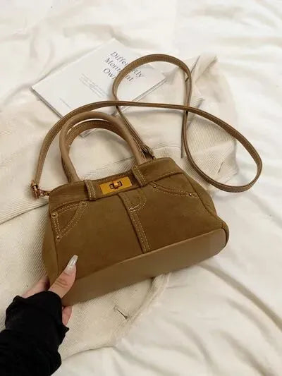 Suede Adjustable Strap Double-Use Handbag - Femstylo