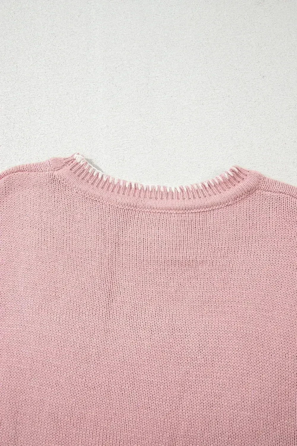 Pink Sweet Bow Drop Sleeve Round Neck Sweater - Femstylo