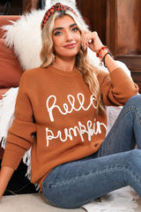 Flamingo Hello Pumpkin Graphic Sweater