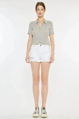 Kancan Raw Hem Distressed Denim Shorts