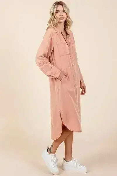 Mittoshop Button Down Long Sleeve Shirt Dress - Femstylo