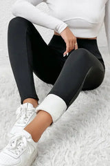 Black Fleece Lining Winter Thermal High Waist Leggings - Femstylo