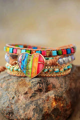 Imperial Jasper Bracelet | Crystal Layered Jewelry | Natural Stone