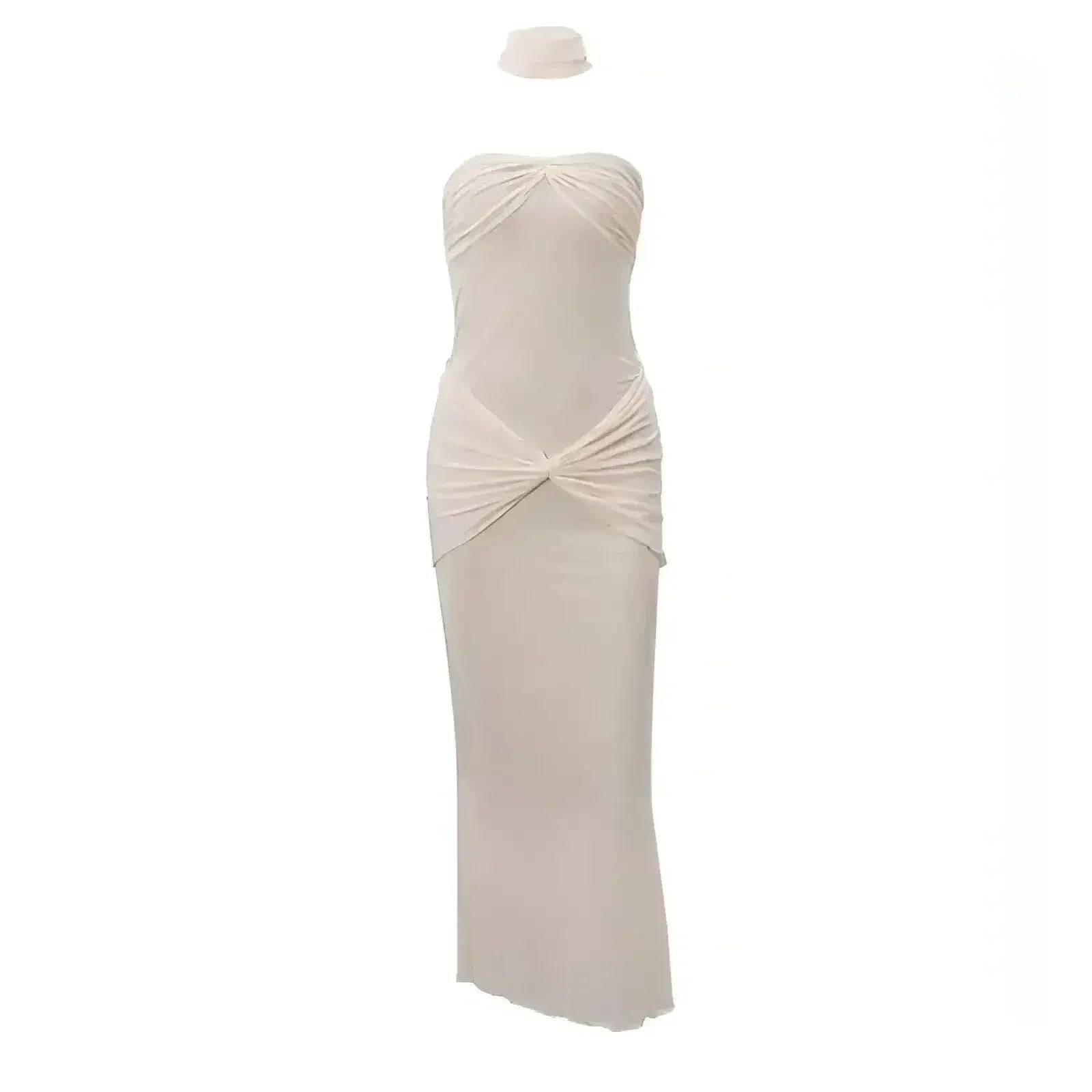 Lightly Chest-wrapped Sequins Slightly Transparent Fishtail Gown Dress - Femstylo