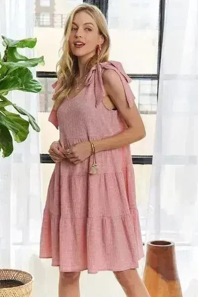ADORA V-Neck Tie Shoulder Dress - Femstylo
