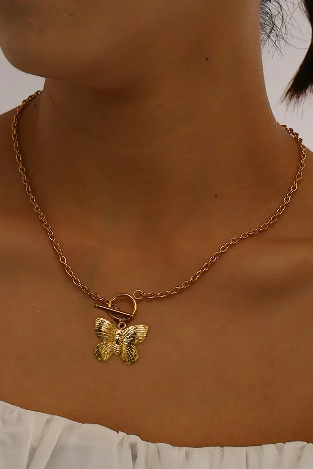 Gold Butterfly Pendant Chain Necklace - Femstylo