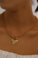 Gold Butterfly Pendant Chain Necklace - Femstylo