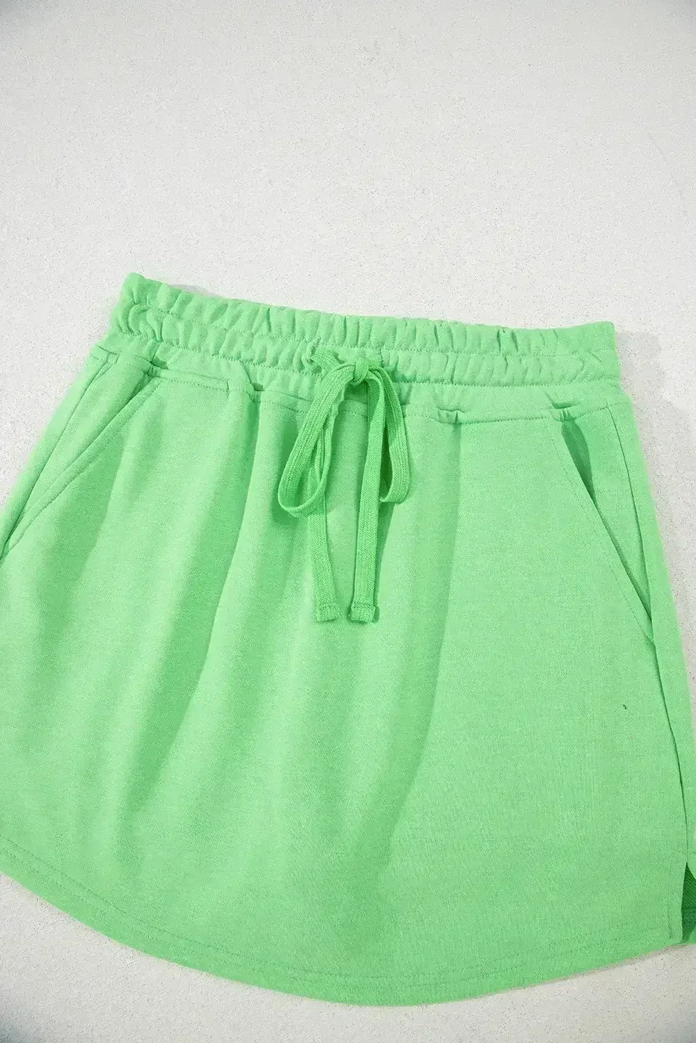 Black French Terry Drawstring Mini Skort with Pockets - Femstylo
