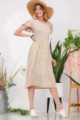 Celeste Plus Size Polka Dot Round Neck Flutter Sleeve Midi Dress - Femstylo