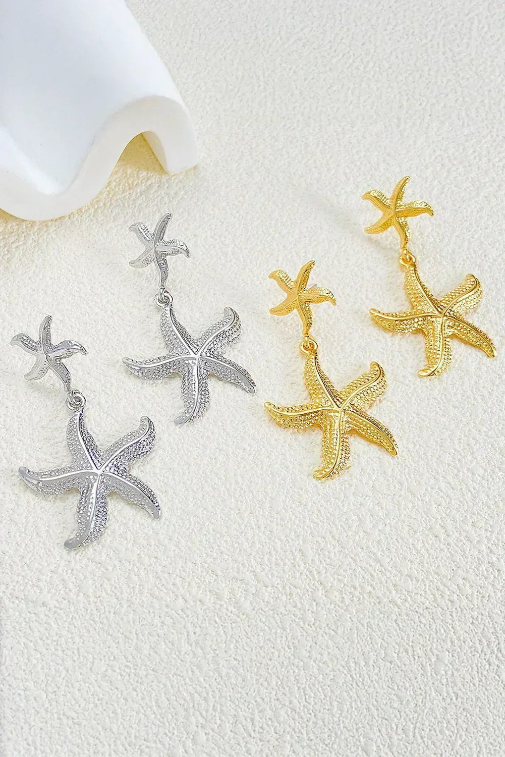 Gold Alloy Starfish Stud Dangle Earrings – Femstylo