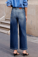 Bluing Minimalist Patch Pocket High Waist Shift Jeans