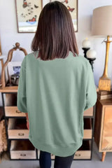 Clearly Aqua Solid Color Floral Patched Half Sleeve Tunic Top - Femstylo