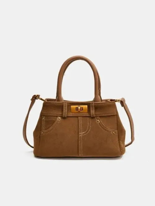 Suede Adjustable Strap Double-Use Handbag - Femstylo