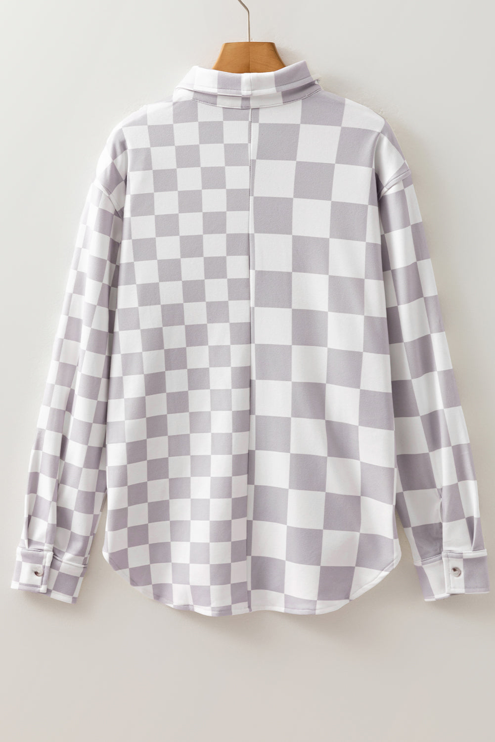Khaki Checkerboard Flap Pocket Button Front Shacket