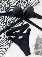 Crisscross Halter Neck Bikini Set - Femstylo