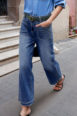 Bluing Minimalist Patch Pocket High Waist Shift Jeans